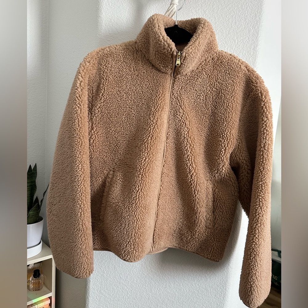 For The Republic Warm Brown Teddy Jacket Medium